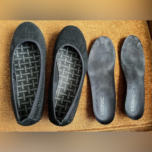 Vionic Spark Willow Black Sparkle Rhinestone Ballet Flats Shoes Women’s 6US 37EU - Picture 3 of 10